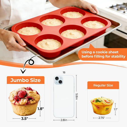 CAKETIME 12 Cups Silicone Muffin Pan - Nonstick Cupcake Pan 1 Pack Regular Size Silicone Mold for Baking