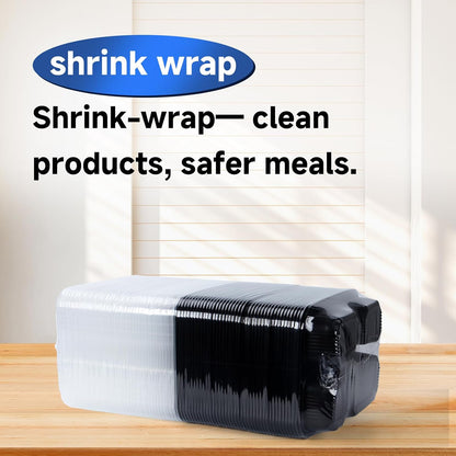 Take Out Containers 38 oz 40 Pack - Shrink Wrapped 3 Compartment Leakproof Catering | BPA Free PP Plastic Microwave & Freezer Safe | Flexible Reusable Commercial Black Lunch Boxes with Lid
