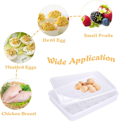 Egg Holder for 72 Eggs,3-Layer Plastic Egg Container,Deviled Egg Tray with Handle Lid,Devil Egg Holder for Refrigerator,Kitchen,Easter Party,Keep Fresh
