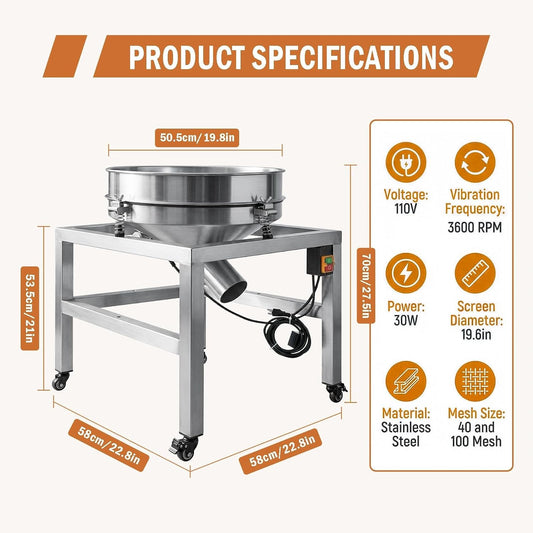 Sidasu 19.6“Automatic Vibrating Sifter Machine,40/100 Mesh, 110V