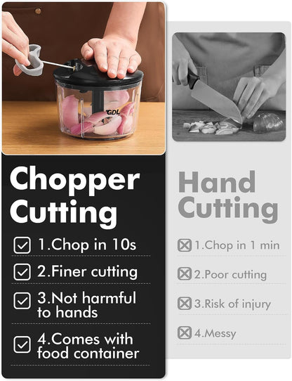 GDL Food Chopper, Vegetable Chopper, Pull String Onion Chopper Dicer, 800ML