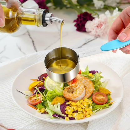 8 PCS Stainless Steel Measuring Cup Set, with Storage Ring, Non-Slip, Stackable, Kitchen Measuring Gadget tool for Cooking Baking, Measure Dry/Wet Ingredients and Liquid, Multicolor, Dishwasher Safe
