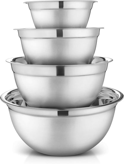 AVADOR Set of 6 Premium Stainless Steel Mixing Bowls Set, Easy To Clean, Space Saving Nestable Design, Great for Cooking, Baking, Prepping (0.75qt, 1.5qt, 3qt, 4qt, 5qt, 8qt)
