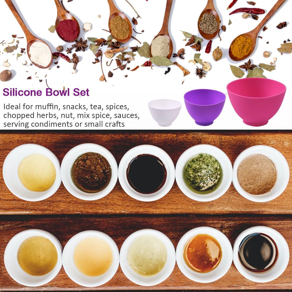 Silicone Mixing Bowl for Melting Chocolate, 6PCS (Green, Grey, White)