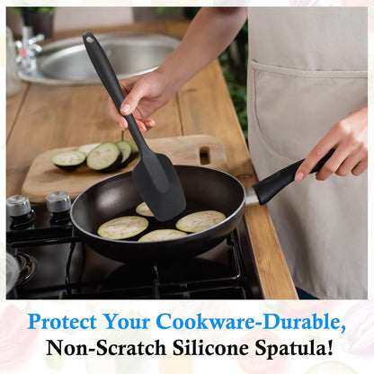 Shappy 4 Pieces Silicone Cooking Spoons 10.6 Inch Heat Resistant Kitchen Spoons for Mixing, Serving and Stirring Upgrade Large Non Stick Basting Utensils, Dishwasher Safe(Spoon,Fashionable Color)