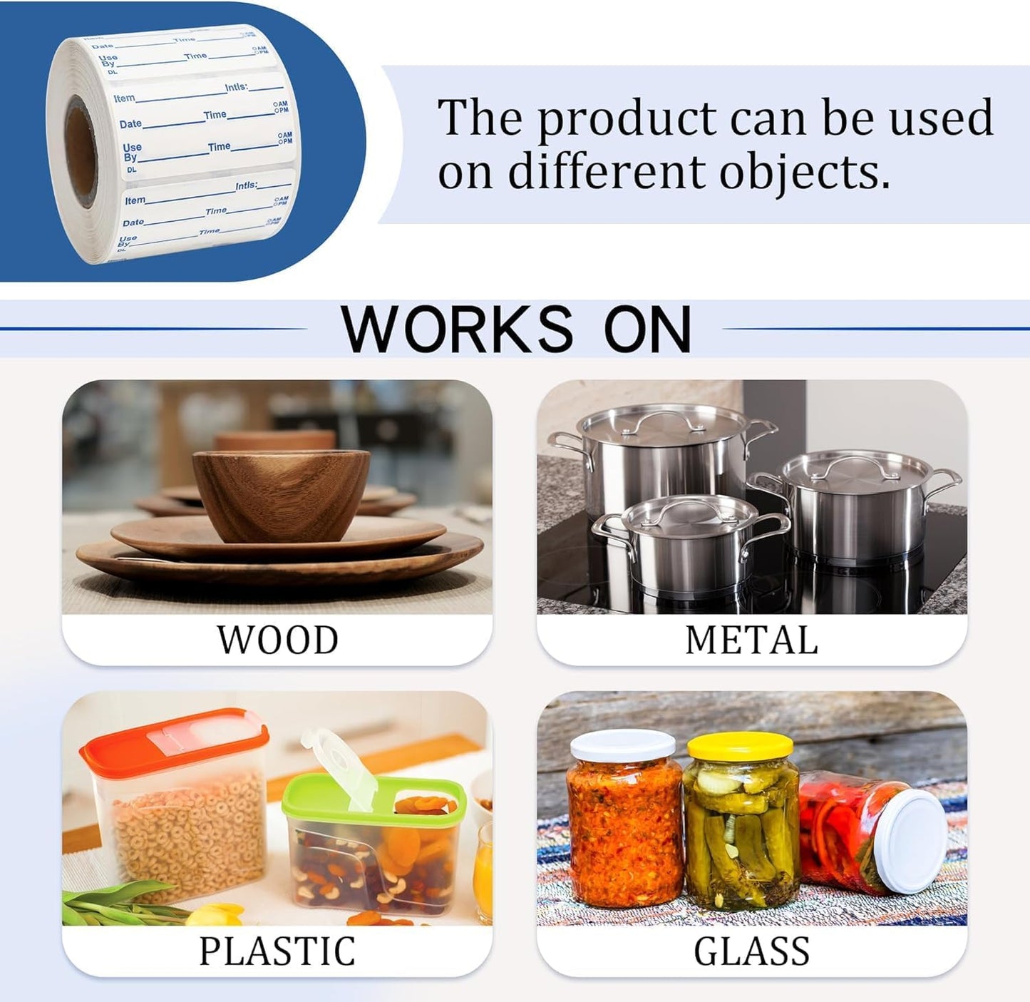 L LIKED Dissolvable Labels, 2x1 Inch, 300 Stickers, Use by Food Rotation Labels for Storage and Container
