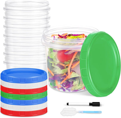 Freezer Storage Containers, 16 Pack 10 oz Plastic Food Storage Containers with Twist Top Lids, Meal Prep Containers for Soup Snack Fruit, BPA Free, Leakproof, Microwave & Dishwasher Safe