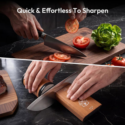 Rolling Knife Sharpener Kit with Diamond & Ceramic Discs, Angles 15° & 20°