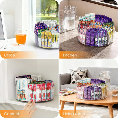 AIEVE Drink Packet Organizer, Water Drink Packet Holder with Removable Divider, Water Flavor Packet Organization Container for Kitchen Organizers and Storage (6 Compartments)