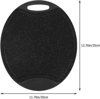 Angoily Non-slip Oval Cutting Board Portable Kitchen Mat with Handle Household Chopping Board for Meat and Fruit Use Handy Cutting Surface for Cooking and Food Prep