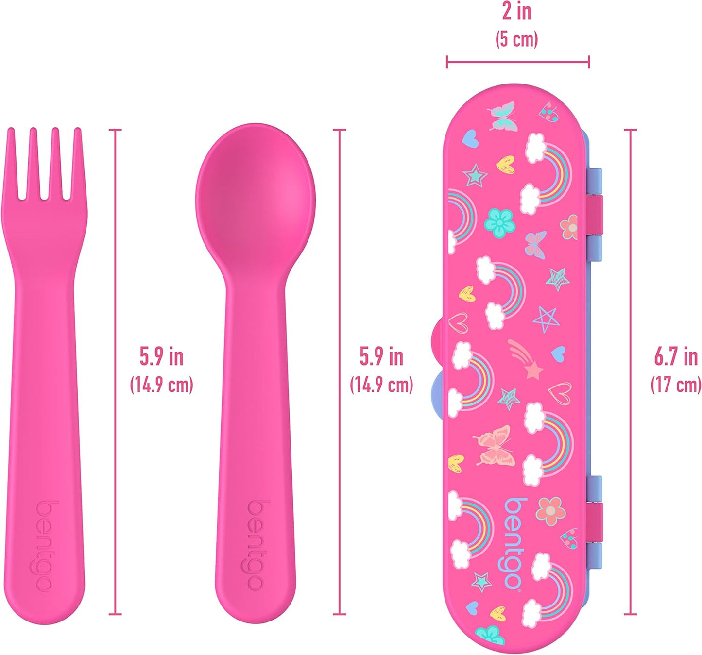 Bentgo Kids Utensil Set - Reusable Plastic Fork, Spoon & Storage Case - BPA-Free Materials, Easy-Grip Handles, Dishwasher Safe - Ideal for School Lunch, Travel, & Outdoors (Shark)