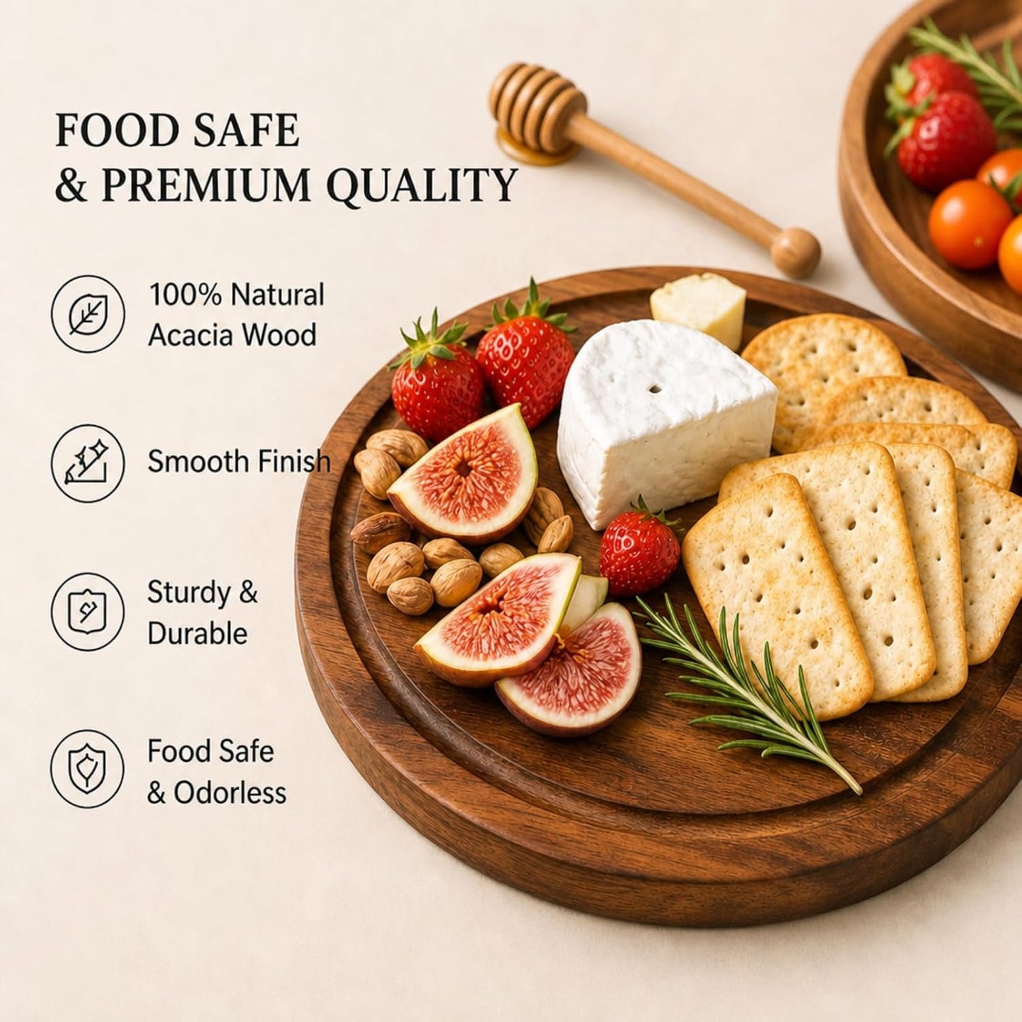 Maxcheck 6 Sets Baby Shower Bridal Game Prizes for Winners Round Cheese Board Set Wood Mini Charcuterie Board with Knives and Forks Thank You Card with Gift Box for Guests Wedding (Bamboo)