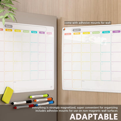 Magnetic Weekly Calendar for Fridge (Monday Start), Vertical Dry Erase Planner with Large Writing Space & Side Notes – Includes 6 Markers, Reusable Whiteboard for Busy Schedules
