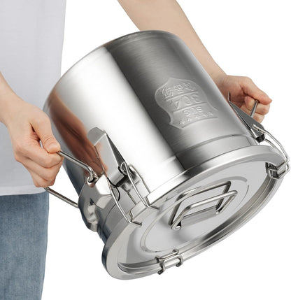 DYNAMI 12.7Gal 304 Stainless Steel Rice Storage Container,Extra Large Food Grade Canister,40-90Lbs Sealed Rice Bucket with Airtight Lid and Locking Buckle,for Rice, Flour, Grain (48L)
