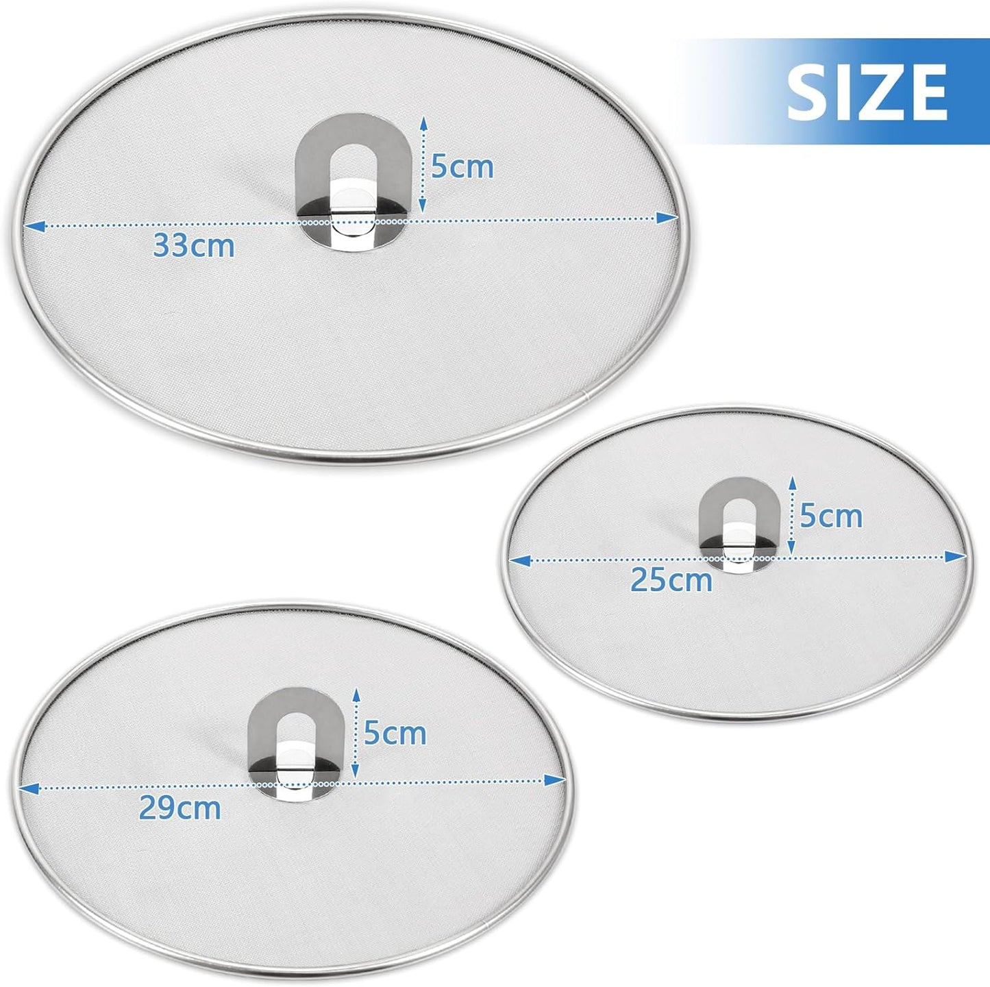 Splatter Screen for Kitchen, Stainless Steel Fine Mesh Splatter Screen for Frying Pan, 10, 13 Inch Grease Splatter Guard with Fold Flat Knob