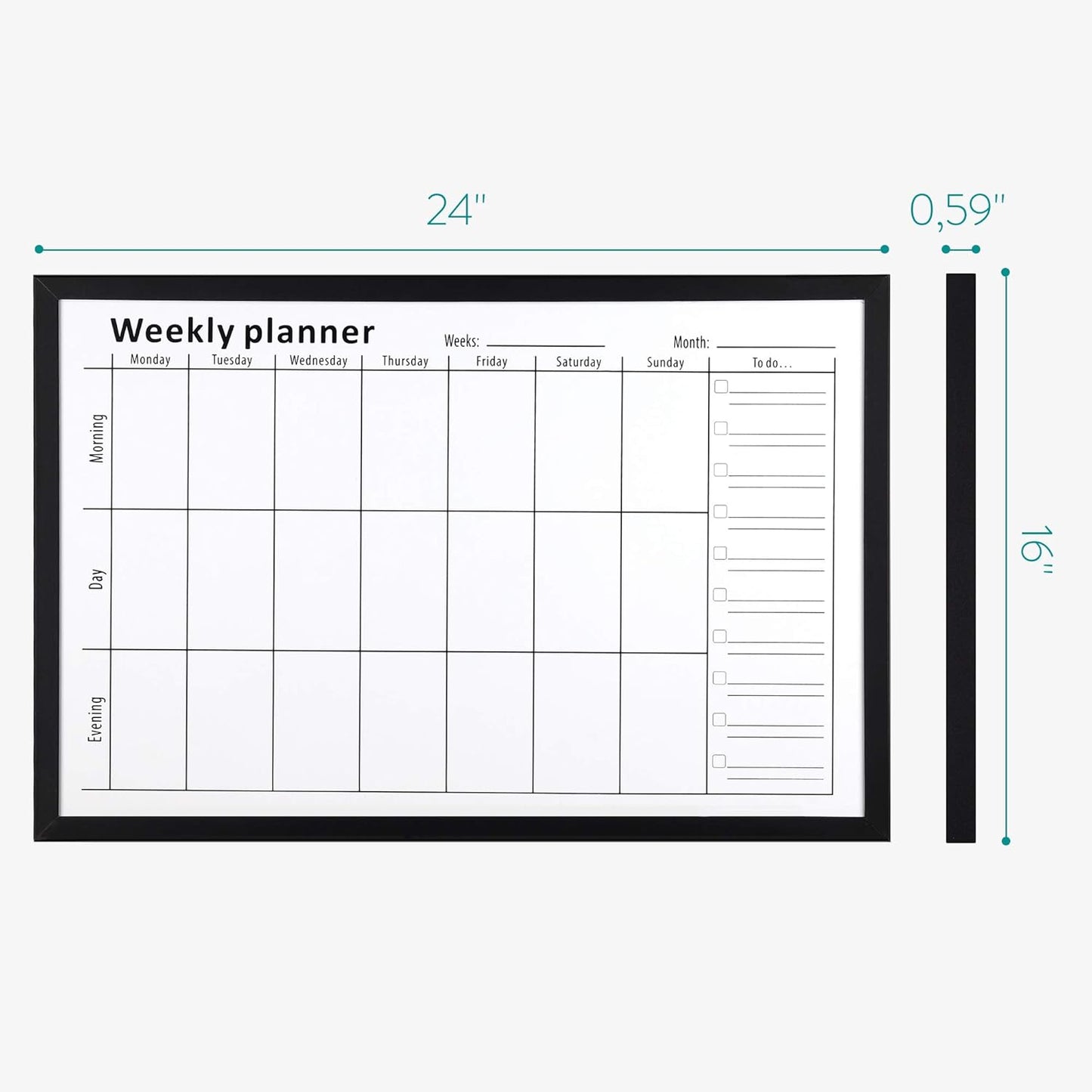 Navaris Weekly Planner White Board - 24" x 36" Magnetic Dry Erase Whiteboard Calendar with 7-Day Week Plan for Wall - Includes Markers and Magnets