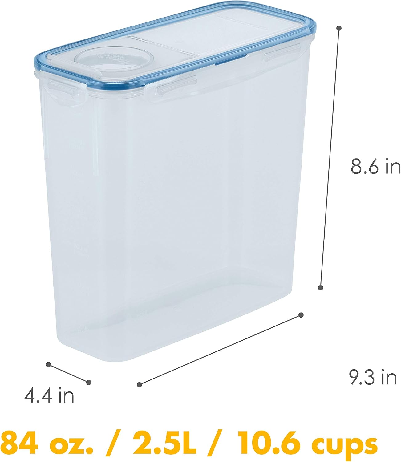 LOCK & LOCK LocknLock Easy Essentials Food Storage with Flip Lid/Airtight container, BPA Free, 10.1-Cup, Clear