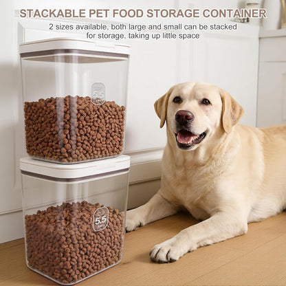 LEAWALK 10Lbs/10.57Qt Airtight Dog Cat Food Storage Container and Dog Treat Containers BPA-Free, PET Clear Stackable Pet Storage Bin, Pop Top, 1-Cup Scoop for Pet Food/Rice/Flour/Bread/Grains