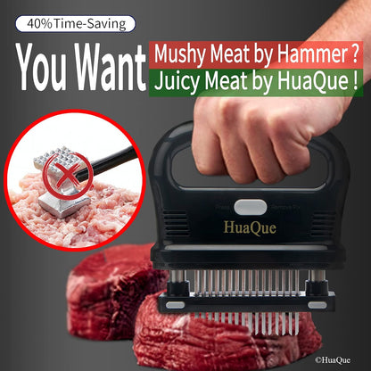 Meat Tenderizer, 48 Stainless Steel Needle Blade, Cleaning Brush and Safety Helmet, Used to Tenderize Steak, Chicken, Perfect for Family BBQs, Great Cooking Gift for Dad, Mom, Husband, Wife