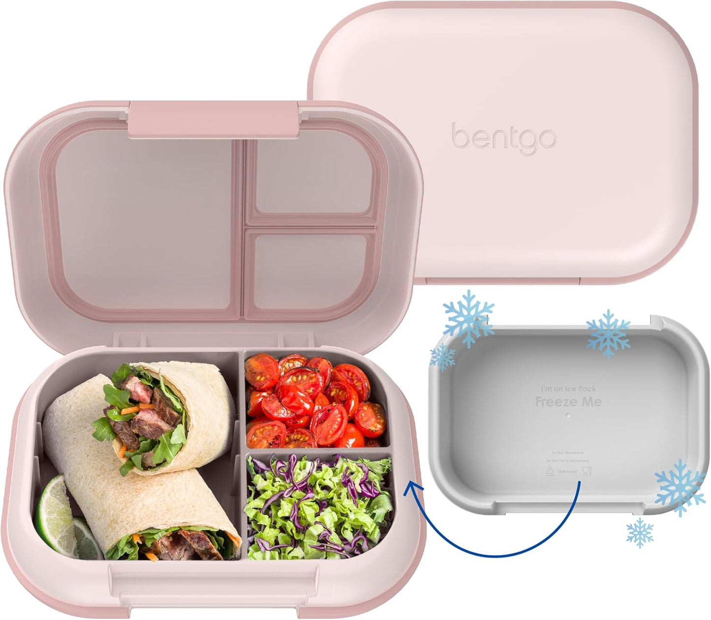 Bentgo Chill Max Leak-Proof XL Lunch Box - Included Ice Pack Keeps Food Cold; 5-Cup Capacity for Adults & Ages 8+, 3 or 4 Compartment Bento Box, BPA-Free, Dishwasher Safe (Bone & Glacier Blue)