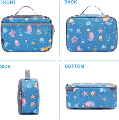 FlowFly Kids Lunch box Insulated Soft Bag Mini Cooler Back to School Thermal Meal Tote Kit for Girls, Boys, Black