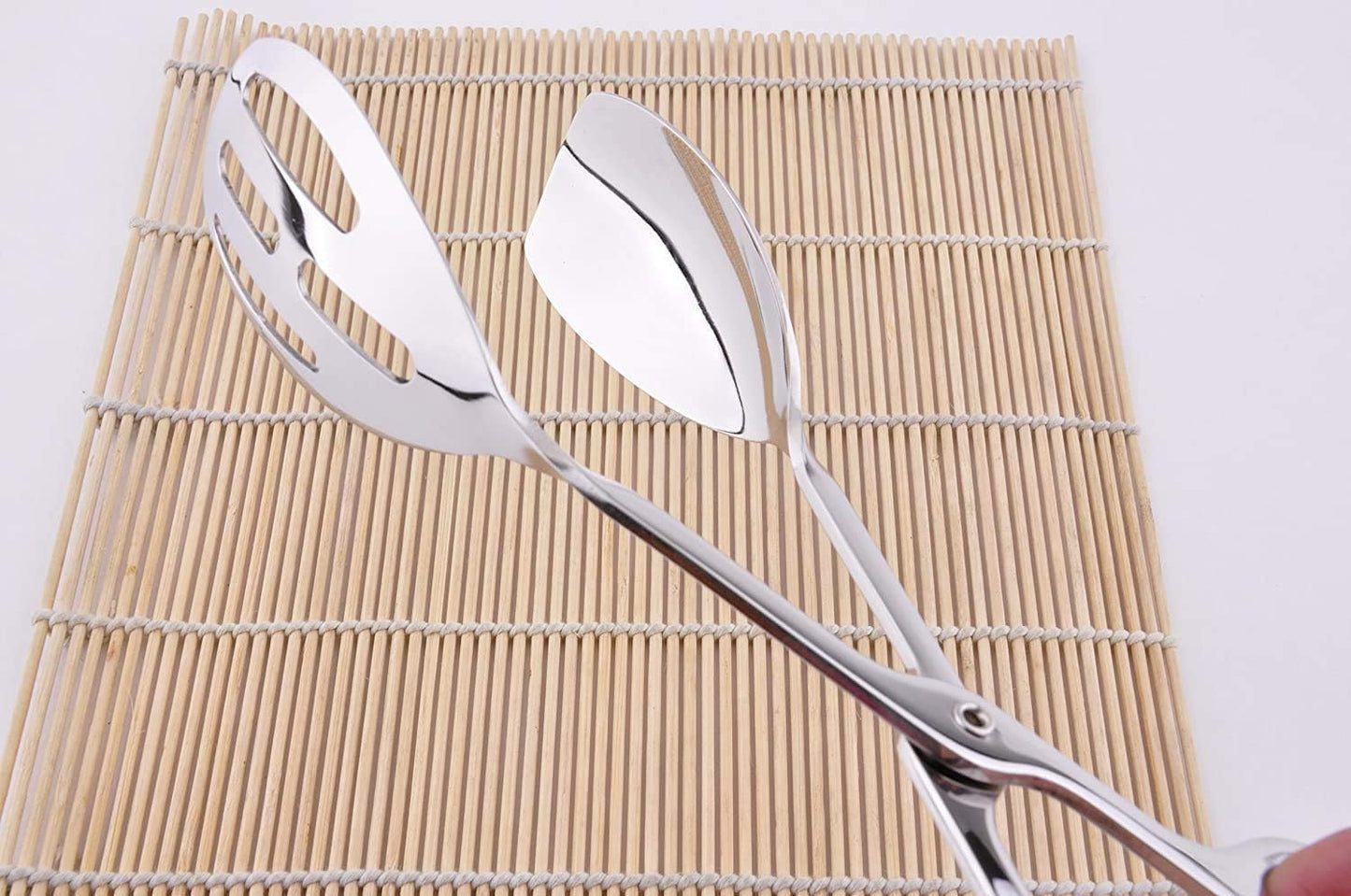 KEBE 2-PACK Serving Tongs for Cooking Buffet Party Catering, Thickening Food Serving Cake Bread Kitchen Salad Tongs, Stainless Steel