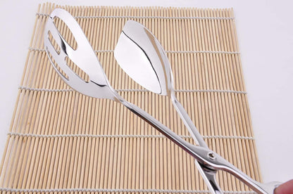 KEBE 2-PACK Serving Tongs for Cooking Buffet Party Catering, Thickening Food Serving Cake Bread Kitchen Salad Tongs, Stainless Steel