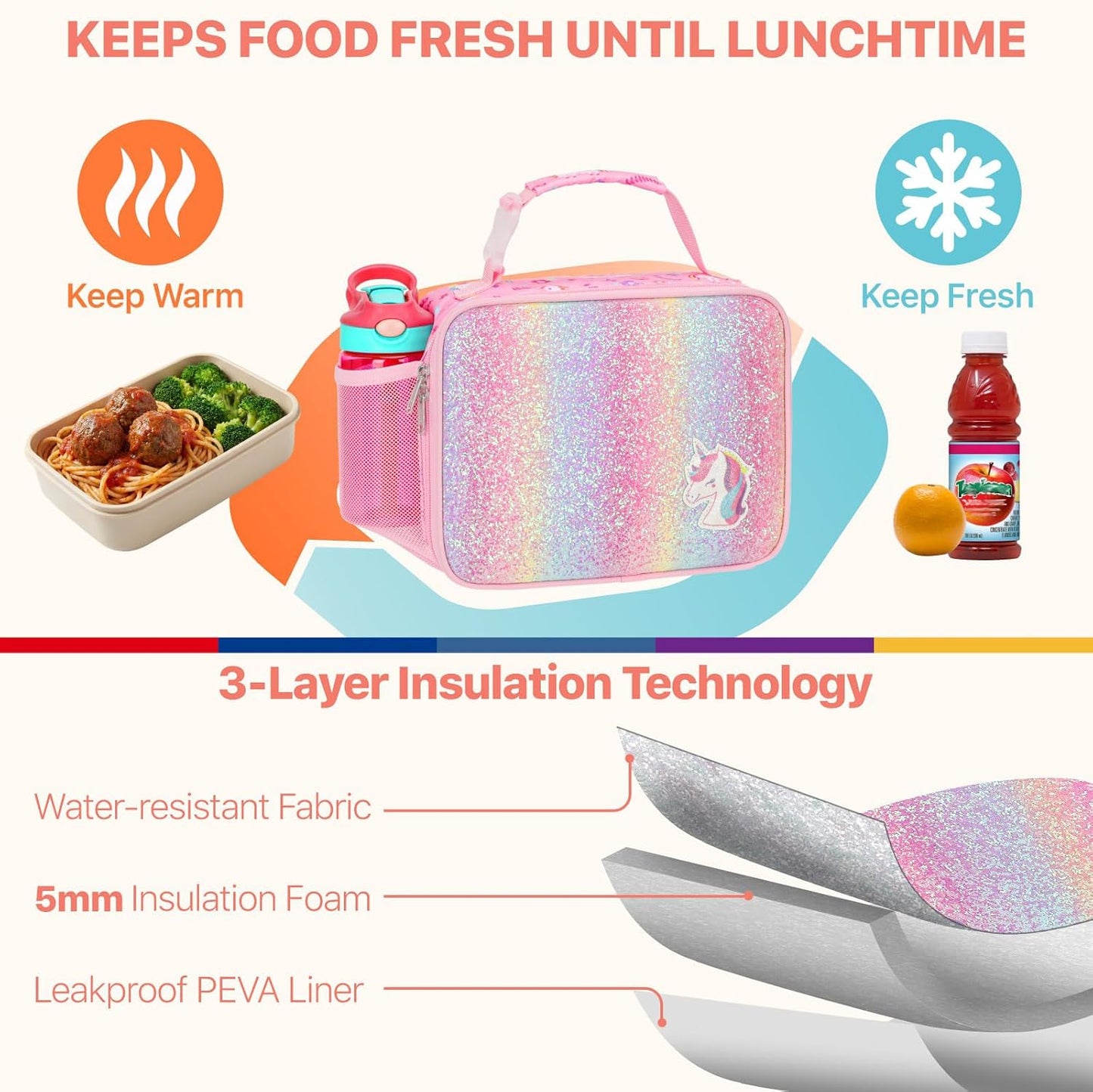 Bagseri Kids Lunch Bag Boys - Thermal Insulated Lunch Box Tote with Water Bottle Holder, Reusable Leak-Proof Kids Lunch Box for Daycare & School, Black Dinosaur (Containers Not Included)