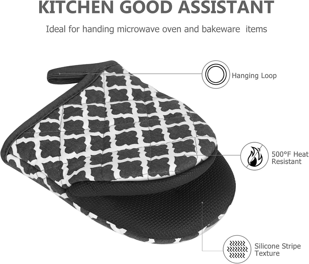 Goldmeet Mini Oven Mitts 2-Pack, 7"x5.5", 500°F Silicone Grip, Gray