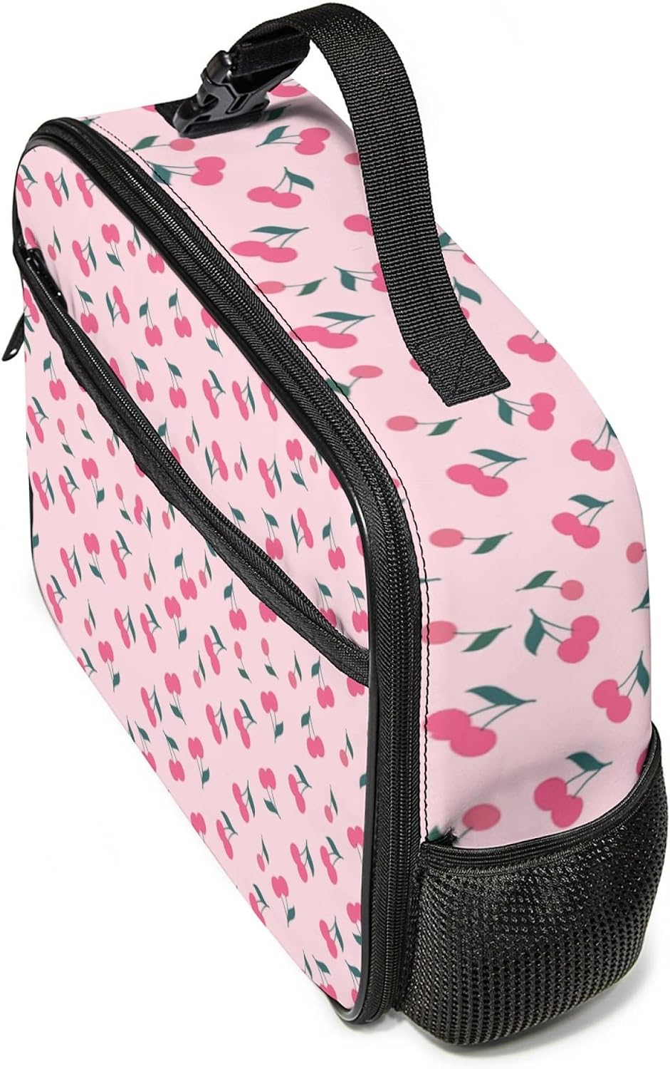 Large Lunch Box for Girls Insulated Lunch Bag with Water Bottle Holder Front Zipper Pocket Leakproof Waterproof Reusable Lunch Tote Bag for Work Picnic Camping Back to School (pink floral)