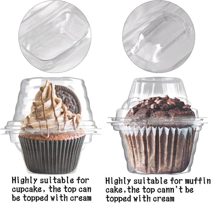 NPLUX 50 Pack Individual Cupcake Containers Plastic Cupcake Boxes Cupcake Holders Stackable Deep Dome Cupcake Carrier