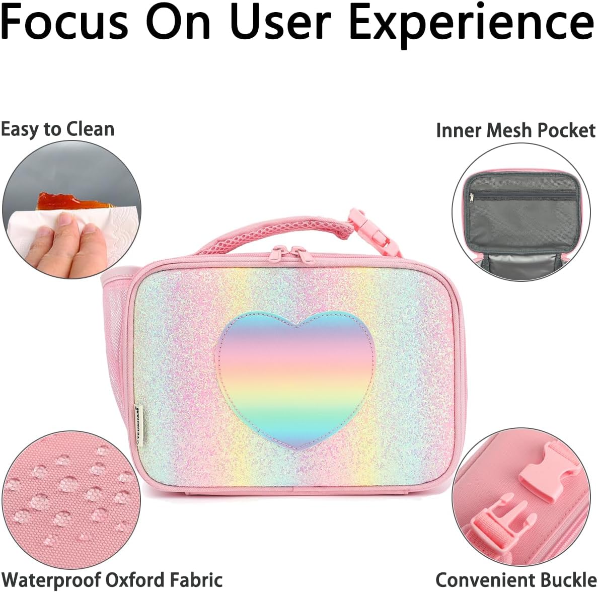GYEUKHAM Insulated Lunch Box for School, Thermal Reusable Durable Freezable Lunch Bags for Kids Boys Girls Men Women - Small Soft Cooler Portable Lunch Tote Kit for Work Picnic Travel,Black