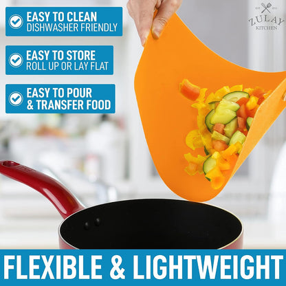 Zulay Kitchen Non-Slip Flexible Cutting Board Set - Dishwasher Friendly Cutting Mats For Cooking - Thick & Durable Flexible Cutting Mats - Non-Porous Cutting Board Mat Set of 3
