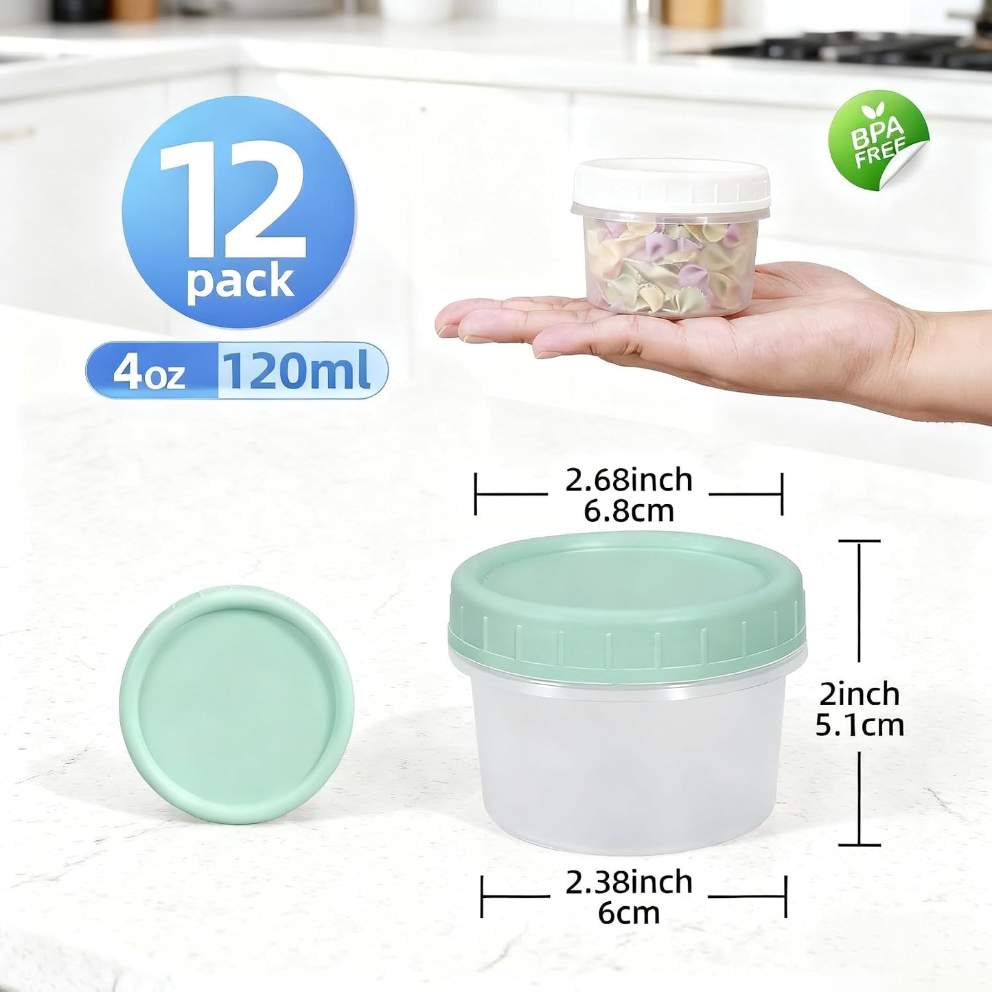 6 Pack 10oz Food Storage Containers, Plastic Containers with Twist Top Lid, Reusable Dishwasher Freezer Safe Airtight, Takeout Container - Ideal for Soup and More