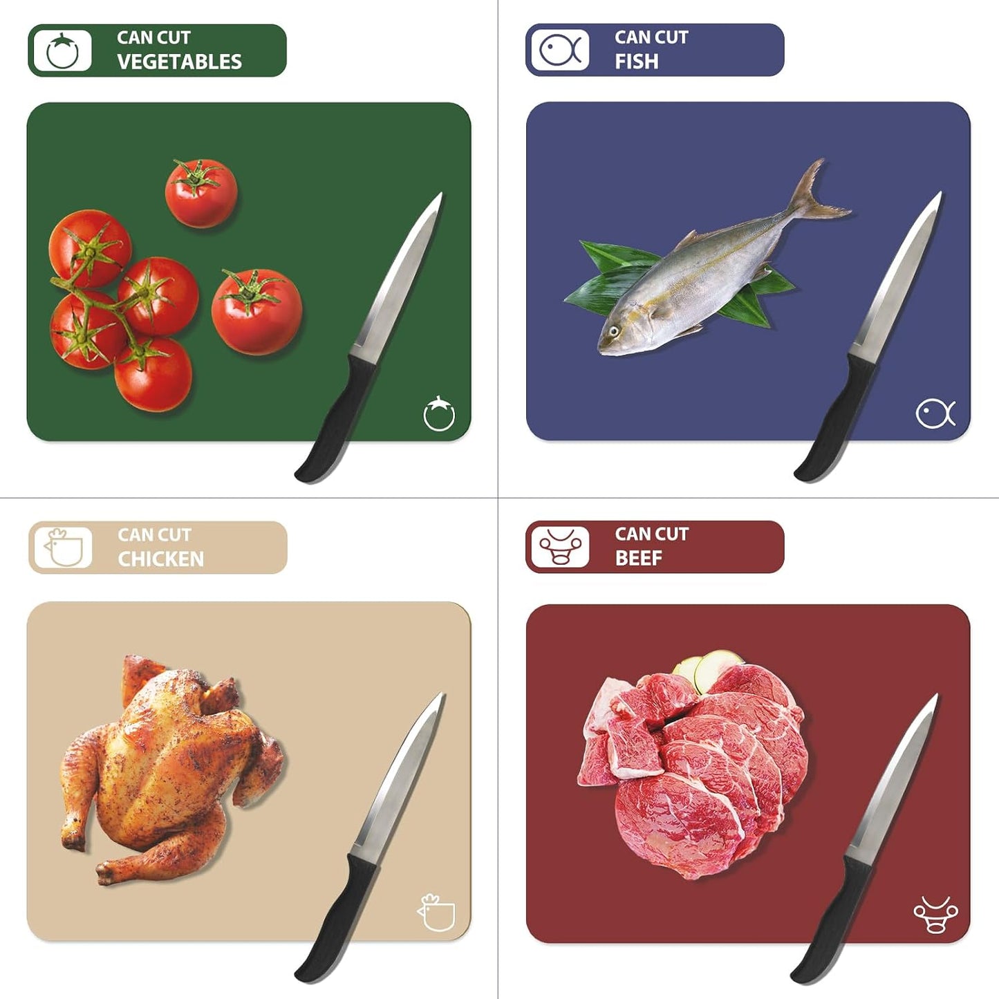 WK Flexible Plastic Cutting Boards Mats for Kitchen, Flexible Non Slip Cutting Mat, Thin Cutting Sheets, BPA Free, Dishwasher Safe, Multi Sizes