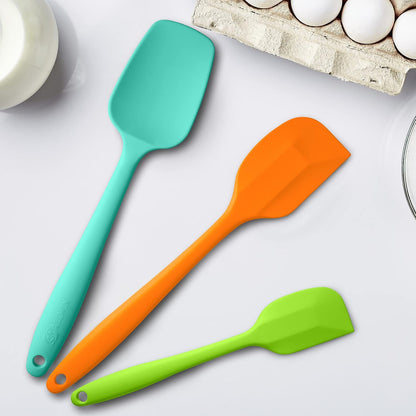 Silicone Spatula 3-piece Set, Ergonomic Handle High Heat-Resistant Spatulas, Non-stick Rubber Spatulas with Stainless Steel Core, Black