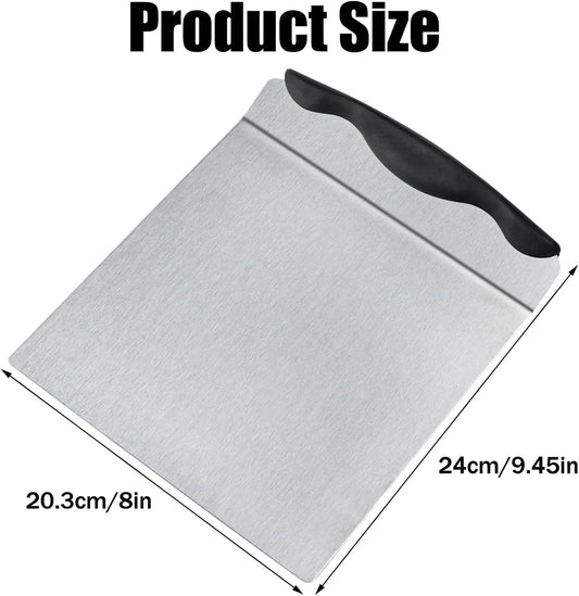 LLMSIX Pizza Transfer Tray Cake Lifter, 8"x9.45" Stainless Steel Pizza Transfer Shovel, Moving Plate Cake Spatula Cakes Transfers Tool for Kitchen Bread Pastry Baking