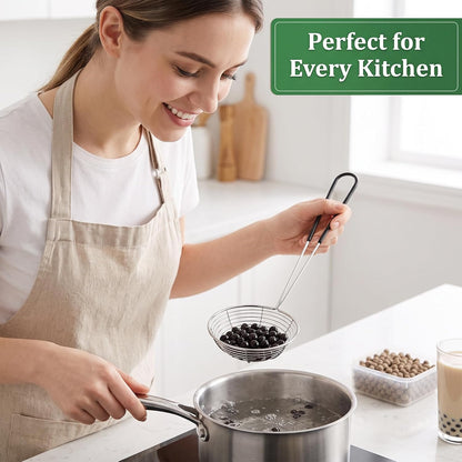 2Pcs Stainless Steel Strainer Spoons Boba Spoon Scoop Hot Pot Strainer Spoons Ladle Wire Cooking Skimmers Spoon