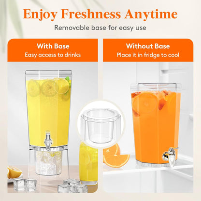 Lifewit 1 Gallon Drink Dispenser for Parties 2 Pcs, Plastic Beverage Container for Juice/Tea/Soda with Stand & Fruit Infuser, Clear Lemonade Dispenser with Leak-Proof Spigot, BPA Free Water Pitcher