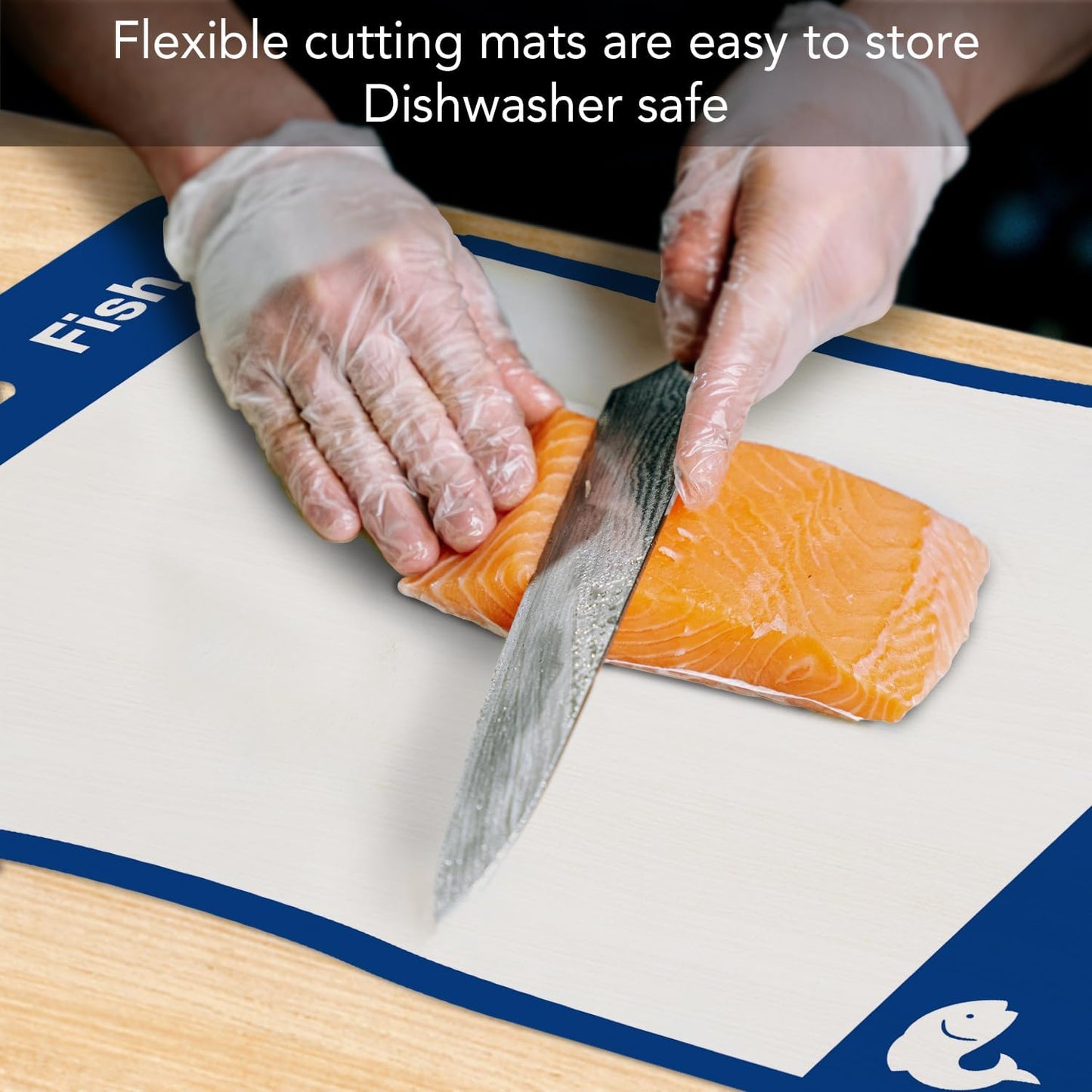 Cut N' Funnel Multi-Color Flexible Plastic Cutting Board Mats 4 Pack Made in the USA Colored Coded, BPA Free, 16” x 12”