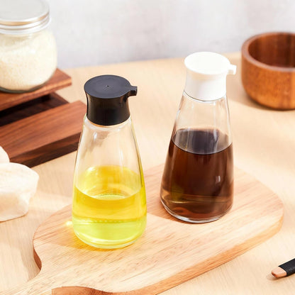 Glass Soy Sauce Dispenser Bottles, 9.6 oz Oil Cruet, Black