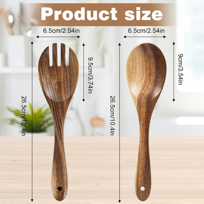 Salad Tongs, Wooden Spoons, Salad Tongs for Serving, 10-inch Serving Utensils Set Salad Servers Set Kitchen Cooking Utensil