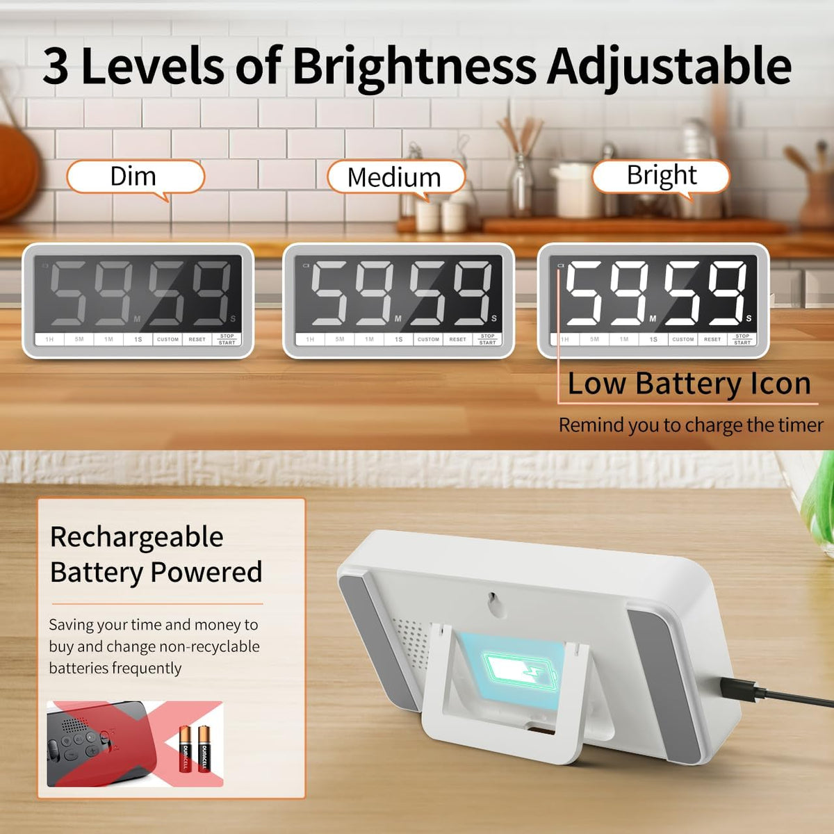 VOCOO Large 7.8" Digital Timer, Magnetic LED Timer for Kitchen & Classroom