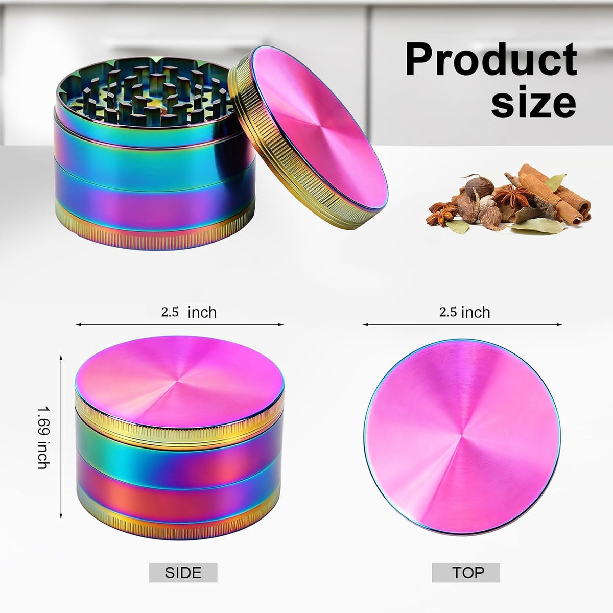 2.5 inch Spice Grinder Kitchen Tools(colorful)