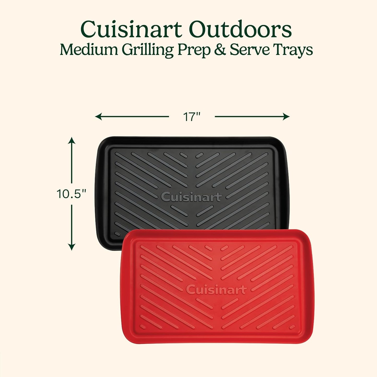 Cuisinart CPK-210 Grilling Prep and Serve Trays, Black and Red Large 18” x 14.5”