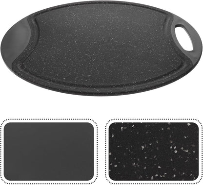 Angoily Non-slip Oval Cutting Board Portable Kitchen Mat with Handle Household Chopping Board for Meat and Fruit Use Handy Cutting Surface for Cooking and Food Prep