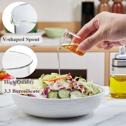 3 Piece Glass Measuring Cup Set, Includes 1/2-Cup, 1-Cup, and 2-Cup High Borosilicate Glasss Liquid Measuring Cups, Dishwasher, Freezer, Microwave, and Preheated Oven Safe, Essential Kitchen Tools