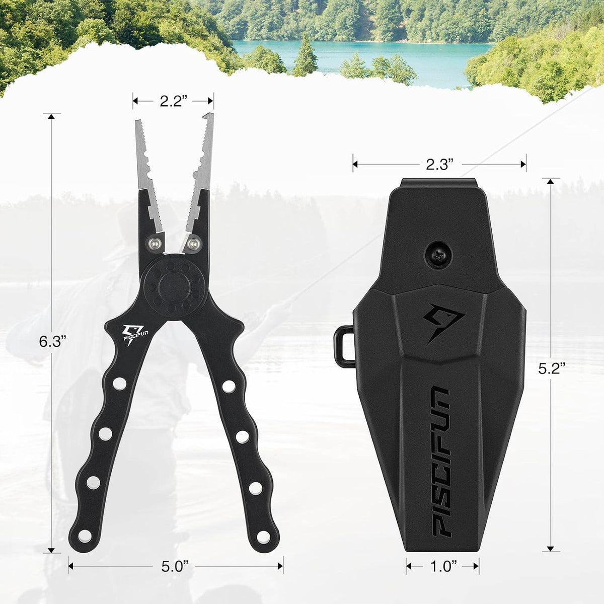 Piscifun Saltwater Fishing Pliers, Aluminum, Split Ring, Braid Cutter