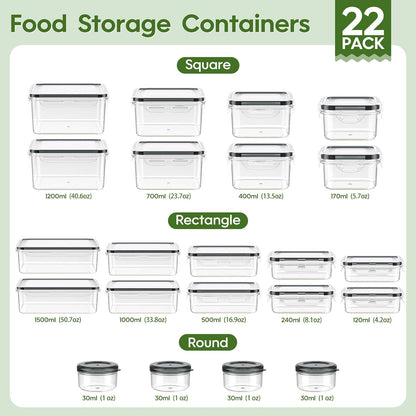 36-Piece Food Storage Containers with Lids(18 Container & 18 Lid), Plastic Food Containers for Pantry & Kitchen Storage and Organization, BPA-Free, Leak Proof, Reusable with Labels & Pen