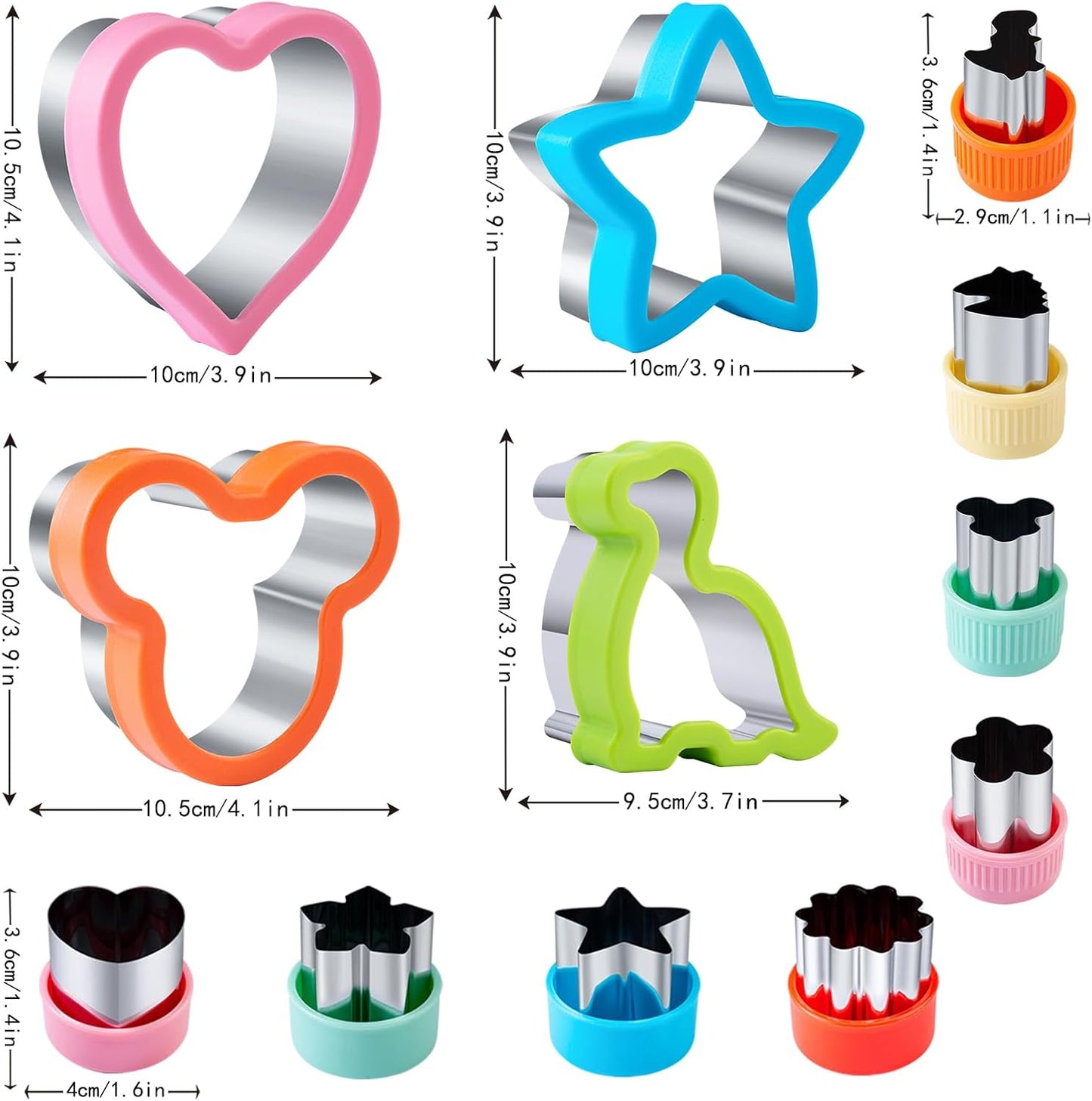 Sandwich Cutter for Kids 48 Pcs, Kimfead Cookie Cutters, Fruit Vegetable Cutter Shapes, Food Picks for Bento Box, Mouse Dinosaur Star Square Heart Shape